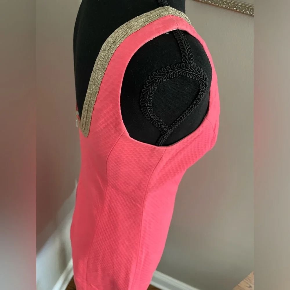 Lilly Pulitzer shift dress Janine neon pink gold details - Picture 10 of 12